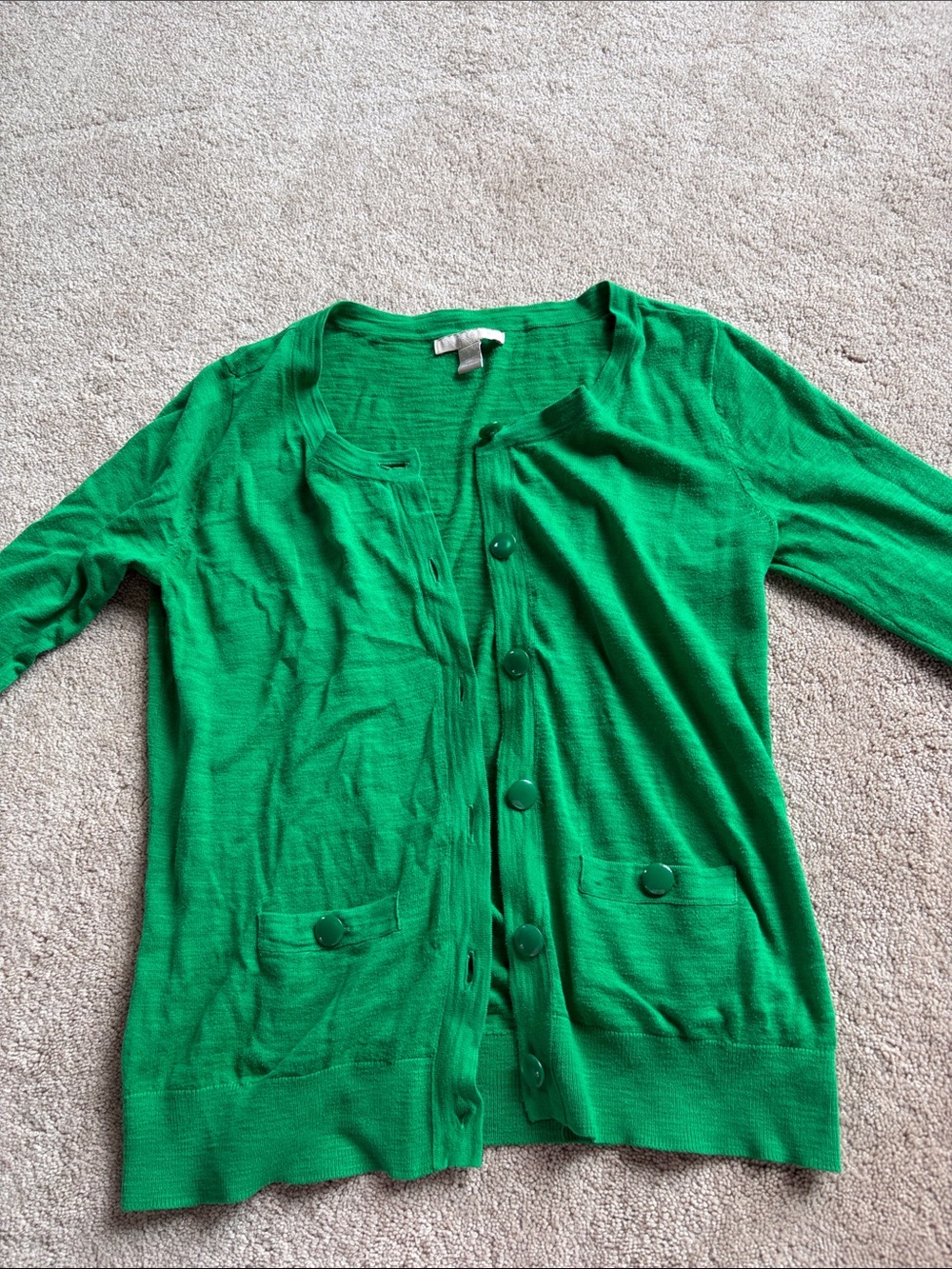 Banana Republic Emerald Green Button Cardigan
